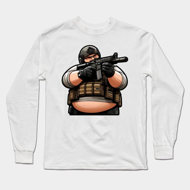Tactical Fatman Long Sleeve T-Shirt by Rawlifegraphic
